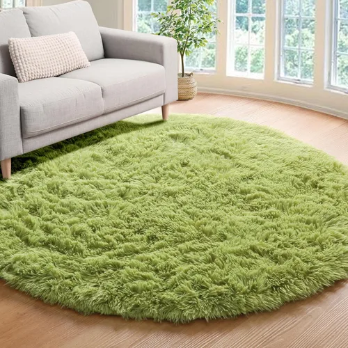 Vista 115 de ONASAR - Alfombra redonda rosa claro de 2 pies, esponjosa, lavable, tapete de gato o perro, suave, afelpada, peluda, tapete circular para dormitorio