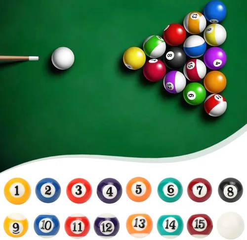 Vista 6 de Juego de 16 mini bolas de billar, juego de mini bolas de billar de 1.0 in/0.98 pulgadas, bola de billar de resina para niños