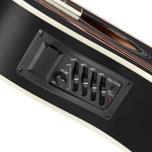 Vista 2 de Ashthorpe Paquete de guitarra eléctrica acústica Thinline Cutaway de tamaño completo con amplificador de 10 W, color negro