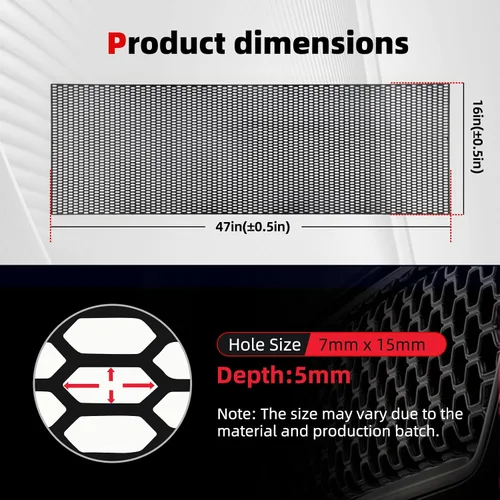 Vista 2 de AggAuto - Malla universal de plástico ABS para automóvil, 47 x 16 pulgadas, hexagonal, inserto para parrilla, parachoques, con orificios tipo panal