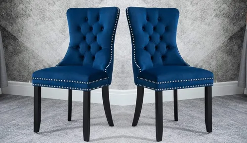 Vista 126 de Juego de 2 sillas de comedor modernas para sala de estar, cocina, patas de madera maciza, cojín acolchado de tela de lino, asiento y respaldo