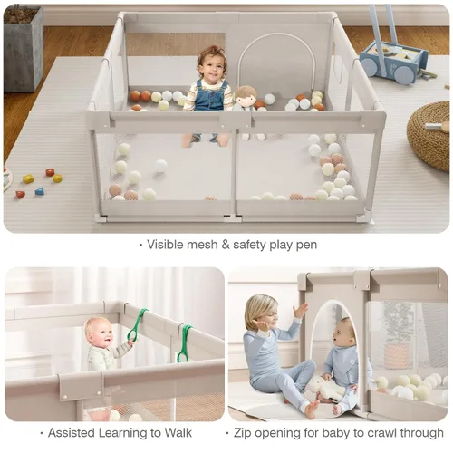 Vista 4 de Corralito para bebés, corralito para bebés y niños pequeños, corralito para niños pequeños (47 x 47 pulgadas sin tapete)
