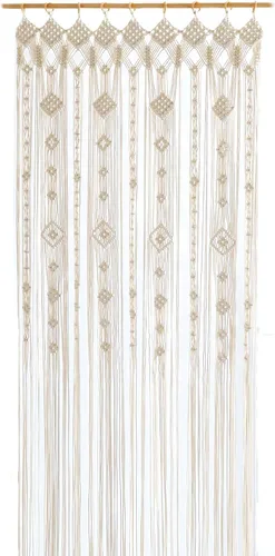 Cortina bohemia de macramé para ventana, divisor de habitación, cortina para puerta, 79 x 35 pulgadas, para colgar en pared de macramé grande para