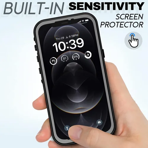 Vista 7 de BEASTEK TRE Series - Funda impermeable para Apple iPhone 12 Pro Max, a prueba de golpes, con certificación IP68, con protector de pantalla Negro