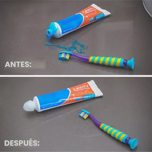 Vista 5 de Chrome Cherry SqueezMe - Tapones de pasta de dientes con cierre automático, tapa de silicona para niños y adultos, dispensador de pasta de dientes