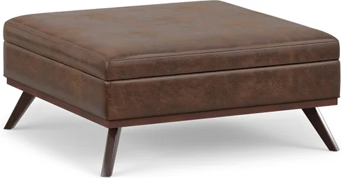 Vista 21 de SIMPLIHOME Owen - Otomana cuadrada con aspecto de lino de 36 pulgadas de Natural