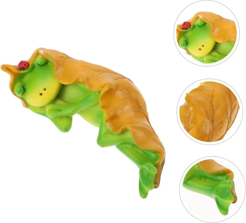 Vista 8 de Yardwe 2 pcs Sleeping Frog Ornament Cake Ornament Frogs Cake Decorating Frog Shelf Sitter Micro Garden Figurine Desk Frog Ornament froggarden Statue