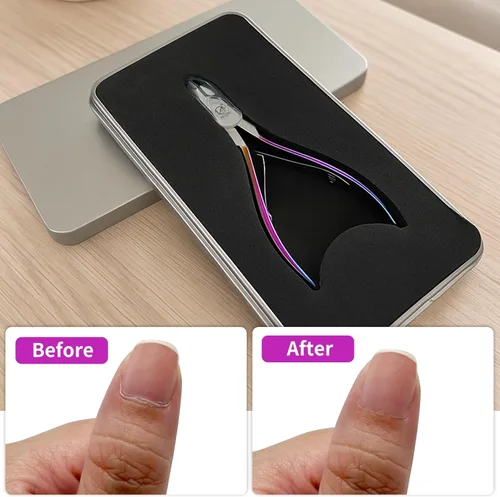 Vista 7 de IVON Cortadora de cutículas profesional – Acero inoxidable con acabado arcoíris, pinza de uñas de precisión para manicura y pedicura