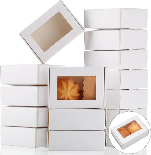 Vista 13 de Zonon 30 cajas de jabón para embalaje casero, mini cajas de papel kraft con ventana para panadería, dulces, jabón, embalaje de regalo