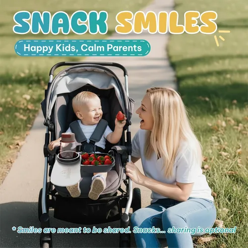 Vista 7 de Bandeja universal para cochecito con portavasos 2 en 1, accesorio para bandeja de cochecito para bebé y niños pequeños, accesorios para cochecito