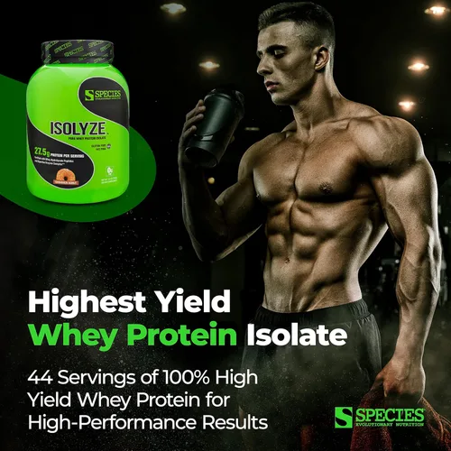 Vista 2 de Species Nutrition Isolyze Whey Protein Powder, 100% Whey Isolate Protein, Whey Protein para la construcción muscular, 0.97oz de proteína por
