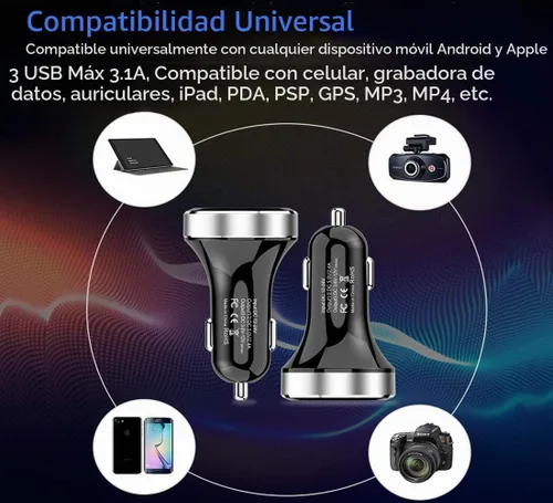 Vista 4 de Cargador USB, 12v/24v, monitor de voltaje LED para iPhone 6s/Plus, iPad Pro, iPad mini; serie Samsung Galaxy Note, modelos S Series&edge LG G4/G5