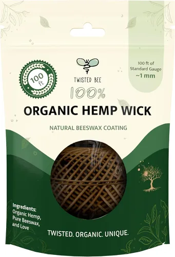 Vista 12 de Pabilo de cáñamo 100% orgánico con revestimiento de cera de abejas natural Twisted Bee (mechero estándar de 5 x 5 pies)