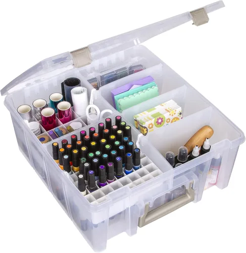Vista 6 de ArtBin 6993SP Super Satchel Double Deep con bandeja de accesorios para manualidades en papel, transparente, 1 bolsa y 1 bandeja