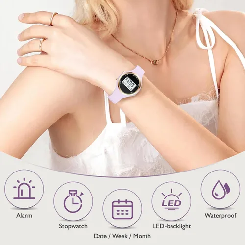 Vista 4 de El deporte al aire libre relojes reloj despertador 5Bar impermeable LED Digital Watch