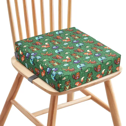 Vista 2 de Zicac Asiento elevador portátil para mesa de comedor, asiento elevador antideslizante para niños con correas dobles ajustables, lavable, Verde