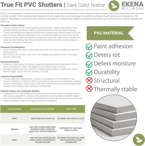 Vista 9 de PVC True Fit de 12 pulgadas de ancho x 25 pulgadas de alto, dos persianas de panel elevadas iguales, Antigua (por par, accesorios no incluidos)