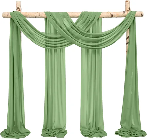 Vista 56 de Tela para Cubrir Arco de Boda, 4 Paneles 71 cm x 6,1 m Telas para Arco de Boda Azul Bebé para Ceremonia, Telas de Gasa para Decoración de Arco