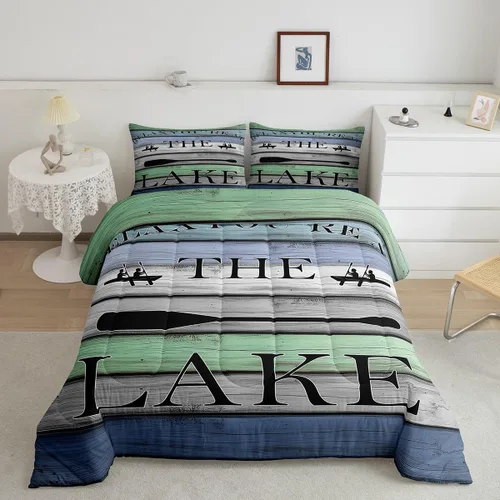 Juego de edredón rústico de casa de campo, tamaño individual, juego de ropa de cama para niños, adolescentes, hombres, mujeres, decoración del
