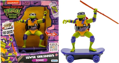 Vista 10 de Teenage Mutant Ninja Turtles Juguete Donatello Shredder Shredder Pullback Skateboard, Mutant Mayhem TMNT Collectible Ninja Turtle, a partir de 3 años