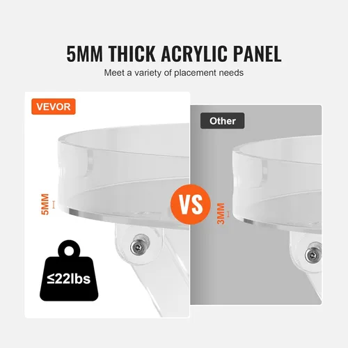 Vista 6 de VEVOR Mesa de Bandeja Plegable de Acrílico, Mesa Auxiliar de Acrílico con Pata Plegable en X, Mesa Lateral Transparente de Acrílico para Café