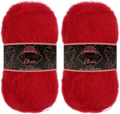 Vista 45 de JubileeYarn Mohair Elixir Yarn - 50g/Skein Baby Wool Blend - Cosmopolitan - 1 Skein