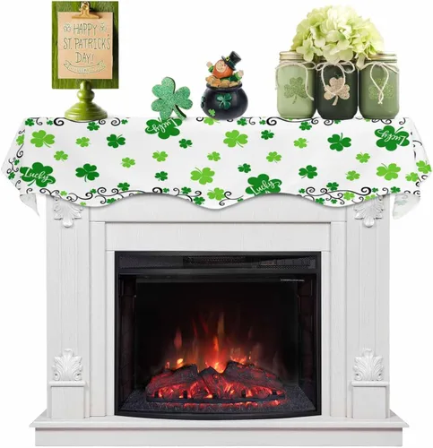 Vista 16 de ALAGEO Bufanda de Chimenea Navideña Copos de Nieve Azules Cubierta de Bufanda de Repisa de Chimenea Cubierta Corredor de Repisa de Árbol de Navidad