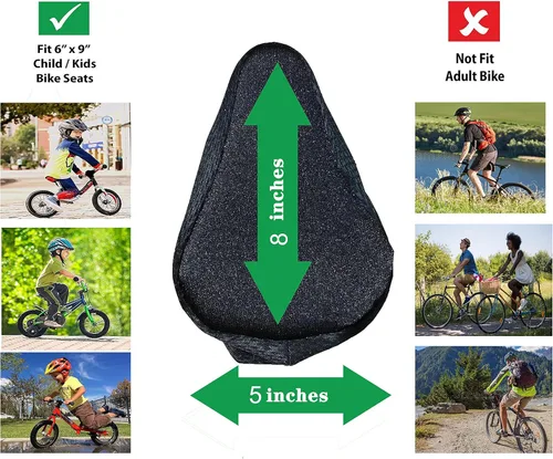 Vista 2 de Funda de cojín de gel para asiento de bicicleta para niños, 8 x 5 pulgadas, funda de asiento de bicicleta para niños, almohadilla de sillín