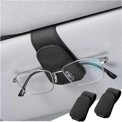 Vista 32 de zipelo Soporte para gafas de sol para visera de coche, colgante magnético de piel para gafas de vehículo, clip para montar gafas de sol en viseras