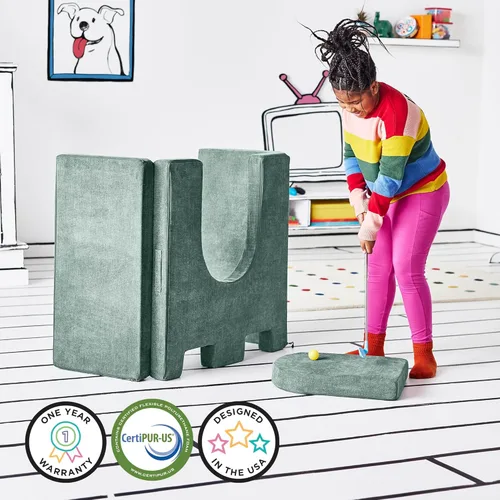 Vista 6 de Castillo de juegos para niños y niños pequeños, juego de complementos de sofá para sala de juegos, diseño modular duradero, prados verdes