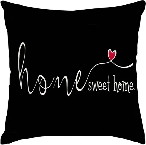 Vista 8 de RABUSOFA Home Sweet Home - Fundas de almohada con citas, 18 x 18 pulgadas, decoración de granja, corazón rojo, funda de cojín decorativa para sofá