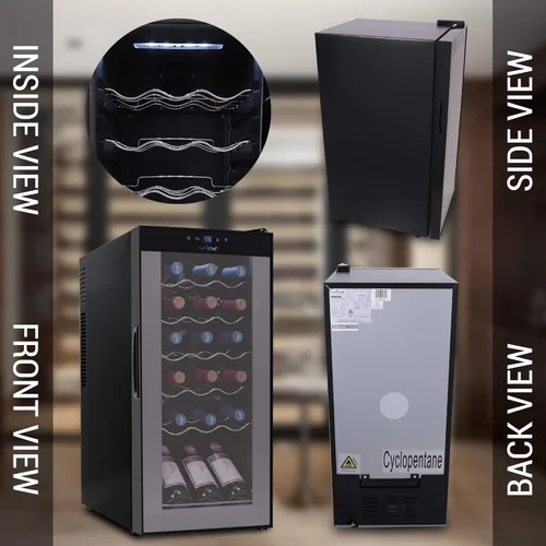 Vista 9 de Nutrichef Refrigerador de vino delgado de 18 botellas Enfriador de vino rojo y blanco Control de temperatura ajustable de 41 °F a 64 °F