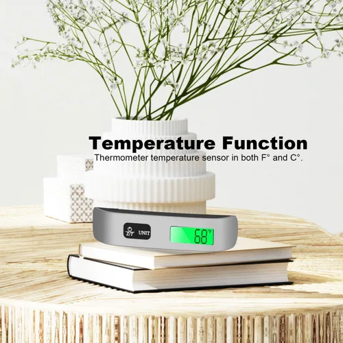 Vista 3 de Raabiko Báscula digital para equipaje (paquete de 2), báscula digital de peso para equipaje con sensor de temperatura, pintura de goma, 110 libras