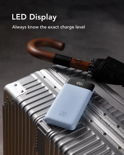 Vista 8 de Charmast 20000mAh Cargador Portátil con Cables Integrados, Banco de Energía de 22.5W para Viajes con Carga Rápida, Batería Externa USB C