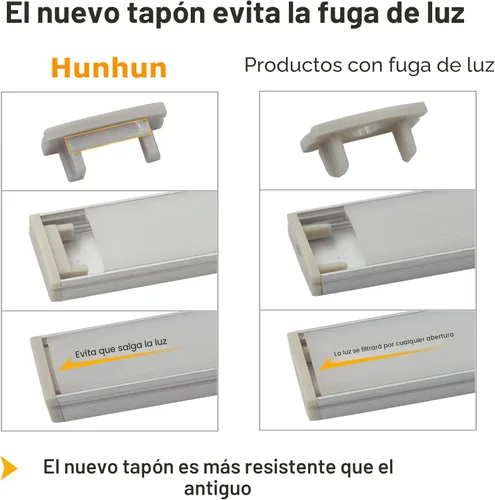 Vista 4 de hunhun Paquete de 10 canales de aluminio LED en forma de U de 3.3 pies/1 metro con cubierta lechosa, tapas de extremo y clips de montaje, perfil
