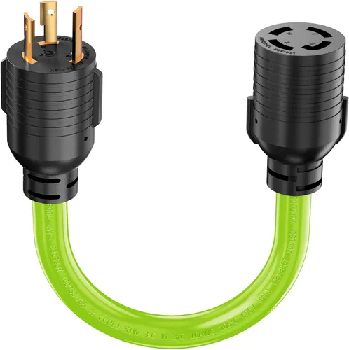 Vista 8 de Adaptador de distribución RV de 30 amperios a 110 V y 20 amperios, NEMA TT-30P a 5-15R/5-20R T-Blade conectores domésticos, cable adaptador