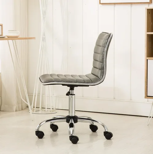 Vista 6 de Roundhill Furniture Fremo Chromel - Silla de oficina ajustable con elevación de aire, color beige