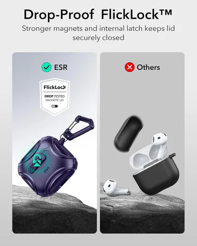 Vista 4 de ESR para AirPods 4 Funda, Compatible con AirPods 4 Generación (2024) (USB-C), Compatible con MagSafe, Bloqueo a Prueba de Caídas, Fácil de Abrir