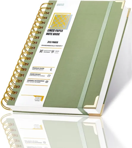 Vista 8 de OWSC Lined Spiral Notebook with thick 110 GSM Papers, 300 Pages B5 Size College Ruled Notebook, Hardcover 7.1 x 10 Inches Journal for Women and Men