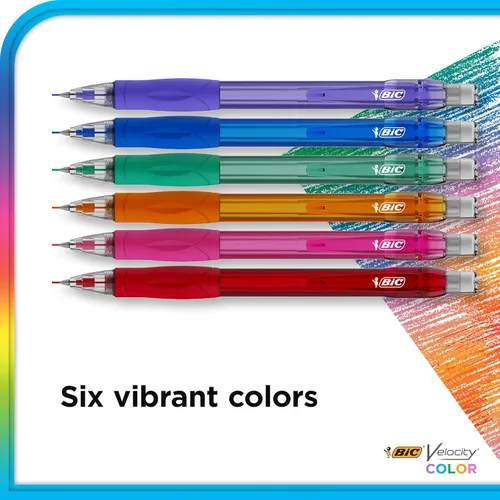 Vista 3 de BIC Velocity - Recambios de lápiz mecánico con plomo de colores, punta media (0.028 in), colores surtidos, paquete de 36