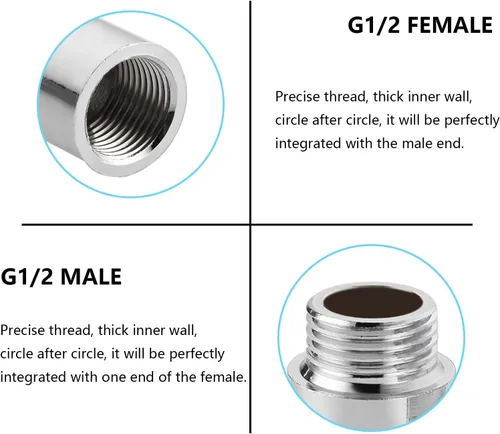 Vista 5 de Extensión de brazo de ducha de 1 pulgada, brazo de extensión de cabezal de ducha de acero inoxidable para accesorios de baño