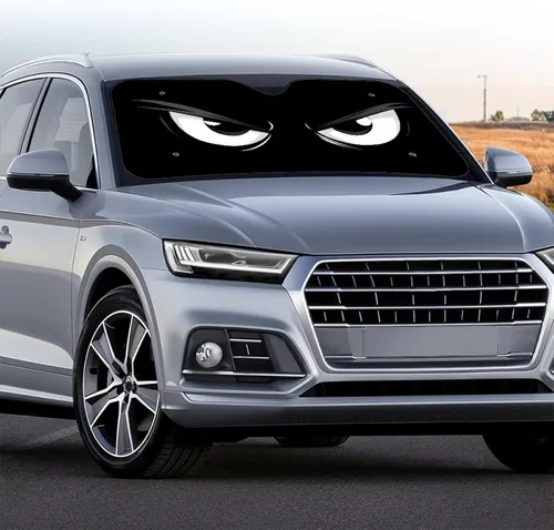 Vista 3 de SEANATIVE Funny Car Windshield Sun Shade UV Ray Sun Visor Protector Front Window Sunshade Angry Eyes Design Car Interior Accessories