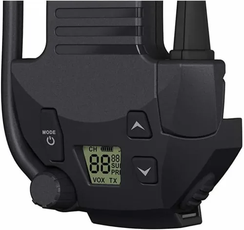 Vista 5 de Walker's Walkie Talkie Tactical/Hunting de 2 millas de alcance para maquinilla de afeitar (paquete de 3) paquete con mosquetón resistente