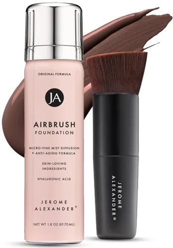 Vista 17 de Jerome Alexander MagicMinerals AirBrush Foundation - Set de 2 piezas con base en aerosol y brocha Kabuki - Maquillaje en aerosol con ingredientes