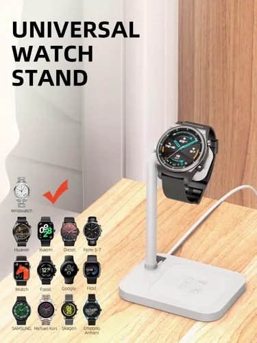 Vista 7 de Base de carga universal para reloj inteligente para AppleGoogleHuaweiGarminPixelDieselFossilFitbitSkagenMichaelSamsung Galaxy Watch Soporte
