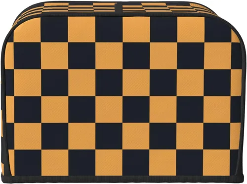 Vista 24 de Funda para máquina de pan de 2 rebanadas de color blanco y negro con bolsillos, cubierta para tostadora, protección de huellas dactilares, lavable a