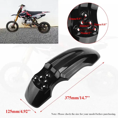 Vista 4 de Guardabarros de plástico para rueda delantera Tutti Soleil 01 CRF50 estilo 125CC Pit PRO Trail Dirt Bike Negro
