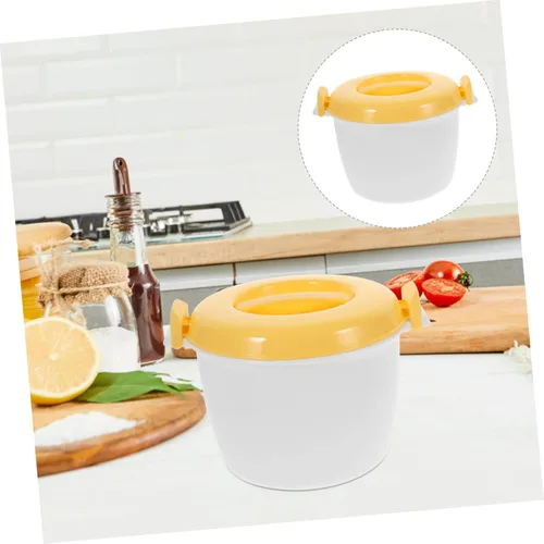 Vista 5 de Hemoton Mini microondas microondas arrocera olla olla de alimentos recipiente de vapor cocina con tapa portátil microondas utensilios de cocina
