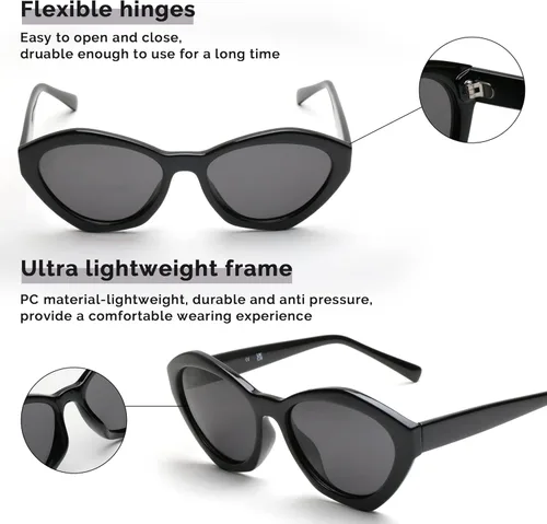 Vista 3 de joohoo Gafas de sol ovaladas Y2K para mujer, polarizadas, protección UV, vintage, retro, gafas de sol