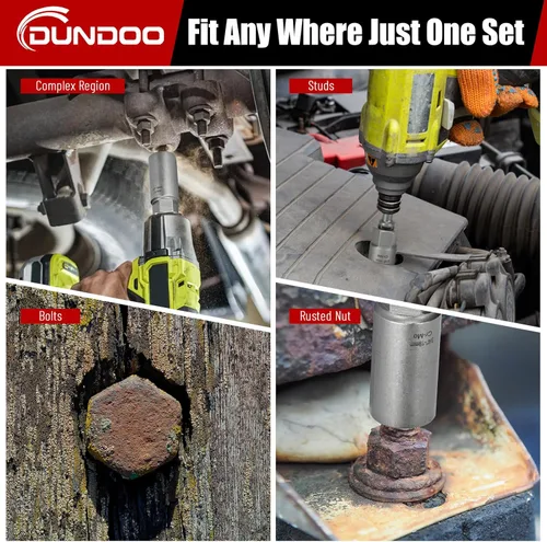 Vista 6 de Kit extractor de pernos de 16 piezas, juego extractor de pernos despojados, juego de extracción fácil largo y profundo, herramienta de llave de tubo